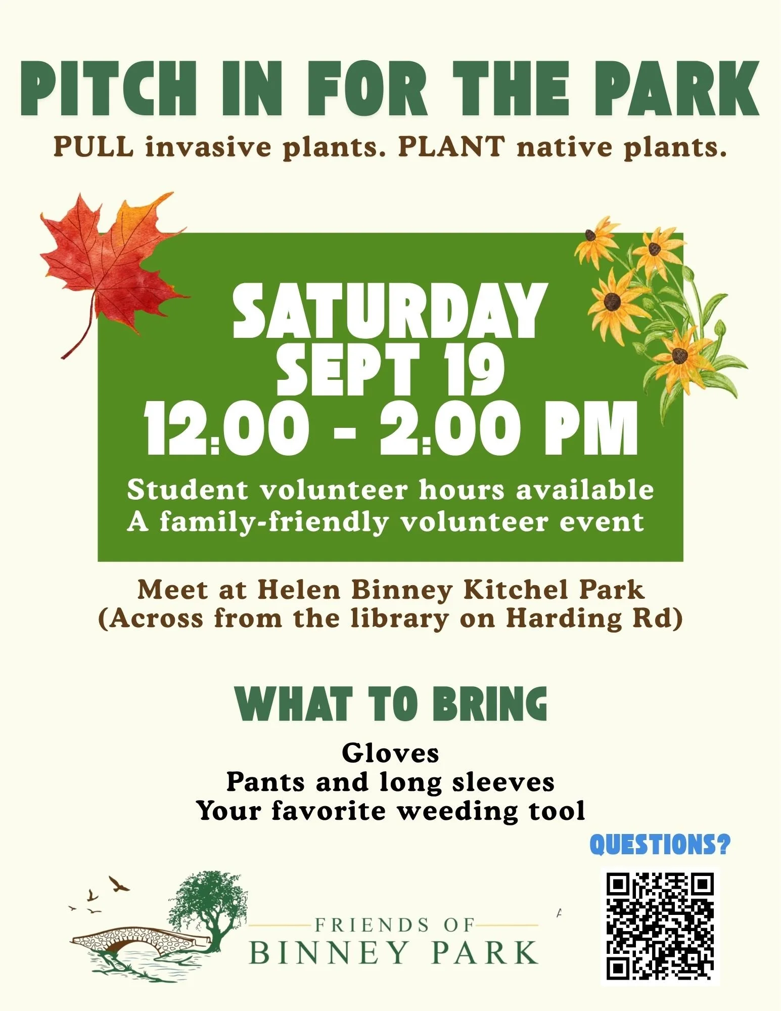 PITCH IN FOR THE PARK! Volunteer Work Day