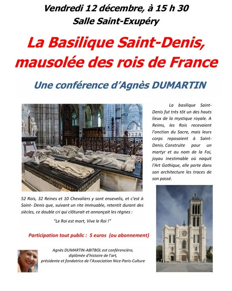 Vendredi 12 décembre 2025 - Conférence : La basilique Saint-Denis mausolée des rois de France 