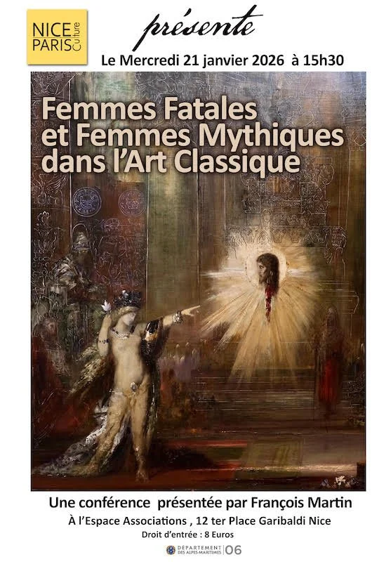 Mercredi 21 janvier - Conférence : FEMMES FATALES ET FEMMES MYTHIQUES dans l'ART CLASSIQUE