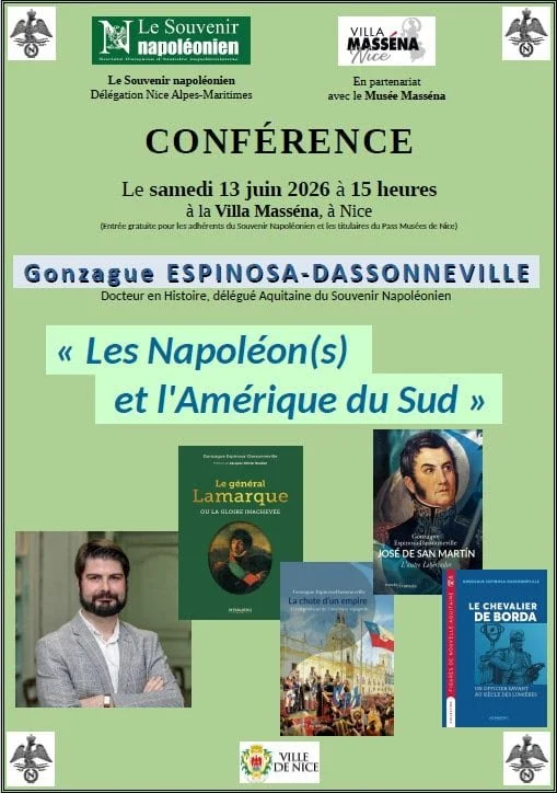 Samedi 13 juin 2026 - Conférence : Les Napoléon(s) et l'Amérique du Sud