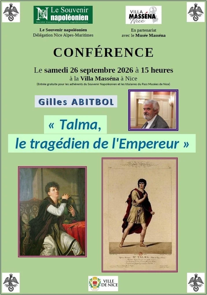 Samedi 26 septembre 2026 - Conférence : Talma, le tragédien de l'Empereur 