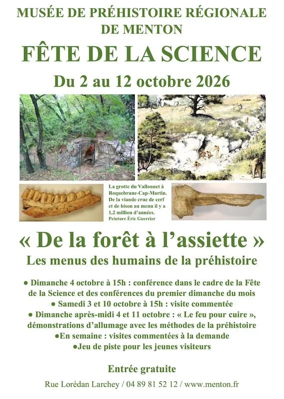 Du 2 au 12 octobre 2026 - Fête de la Science : De la forêt à l'assiette, les menus des humains de la Préhistoire