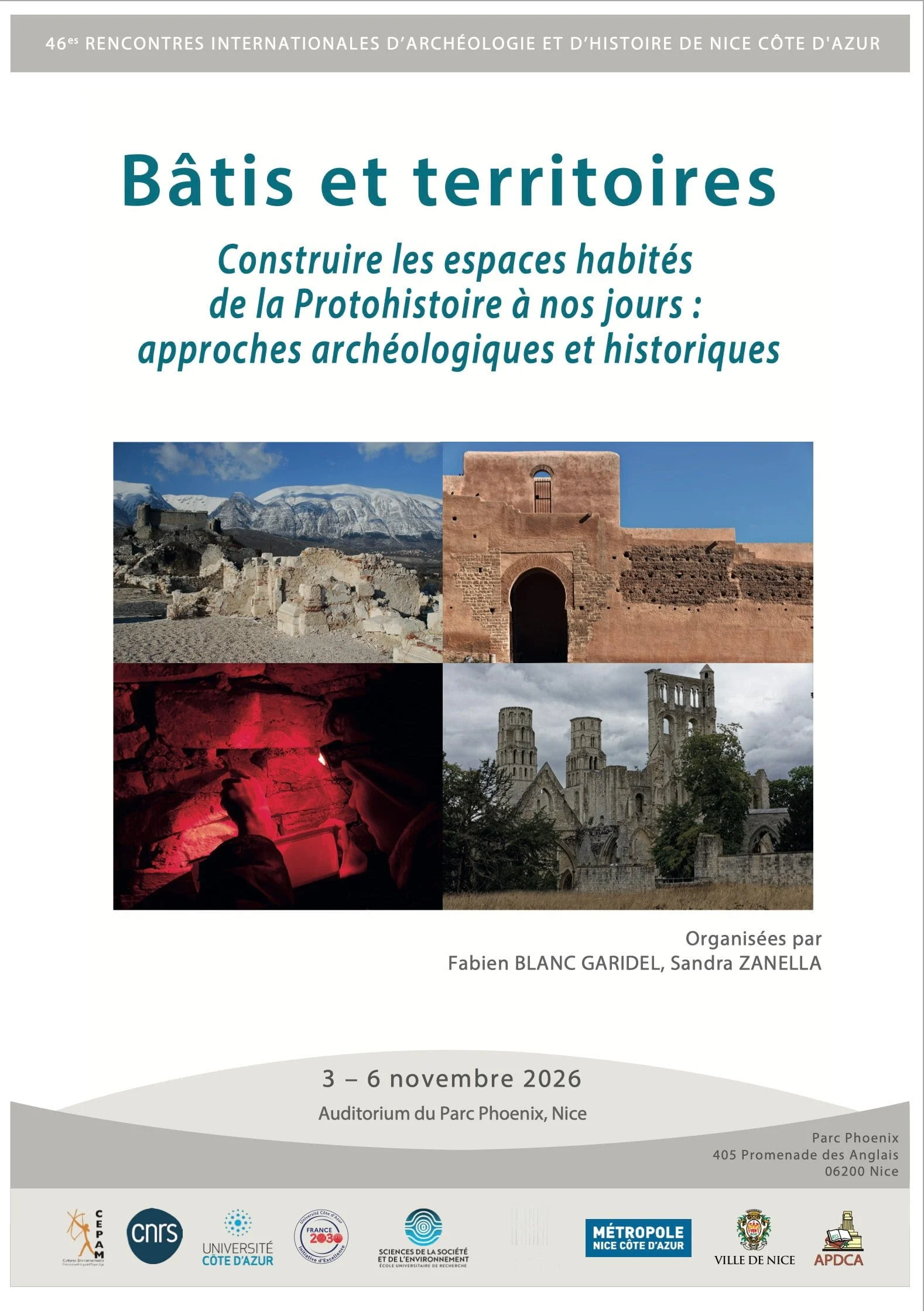 Du mardi 3 au vendredi 6 novembre 2026 - 46e Rencontres Internationales ﻿d'Archéologie et d'Histoire ﻿de Nice Côte d'Azur 