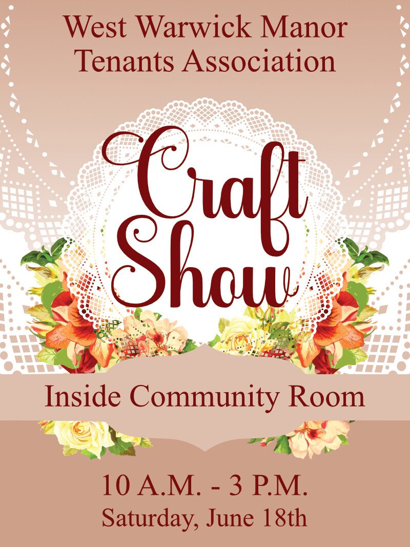 Poster for West Warwick Manor Tenants Association's Craft Show