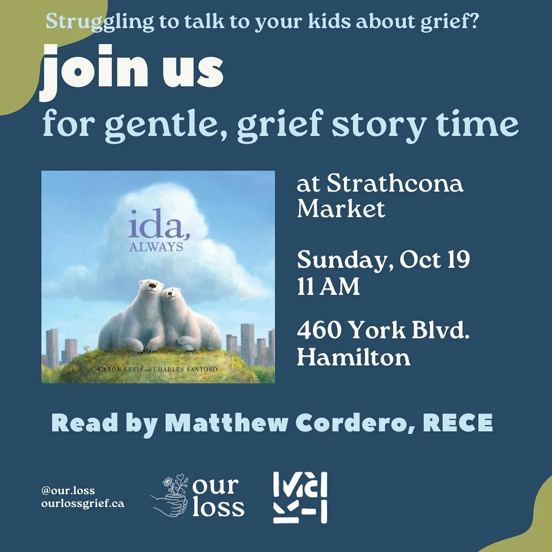 We are bringing back grief story time! This time we&rsquo;ll be at Strathcona Market @mrktbox on October 19 at 11 AM! 

We will be doing another reading of Ida, Always by @procaronation followed by some hands on activities for kiddos. 

No registrati