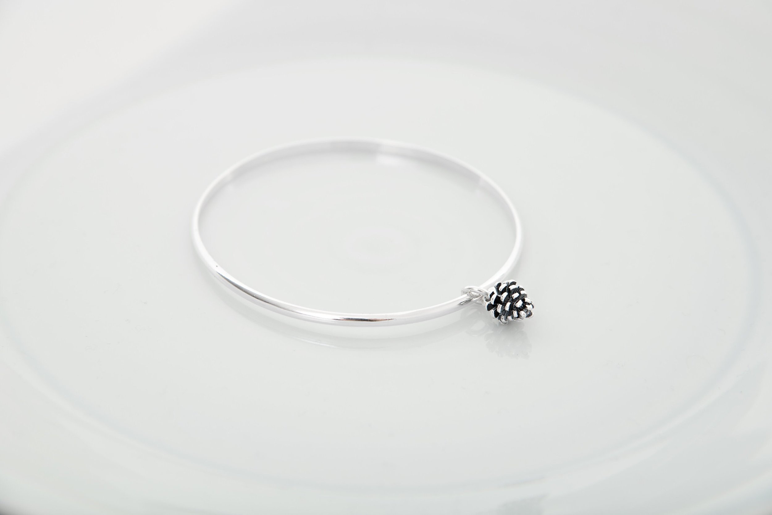 Sterling silver bangle pinecone bangle