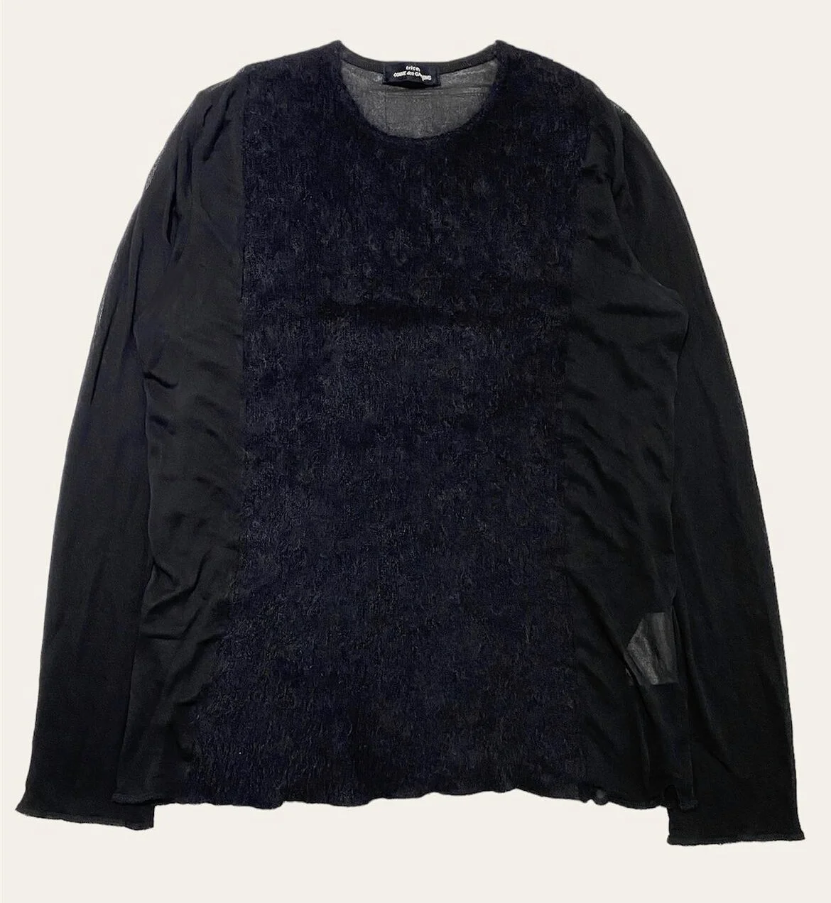 【tricot COMME des GARÇONS】Long shirt 90s Tricot Comme des Garçons 1994' wool rayon blend hybrid longsleeve