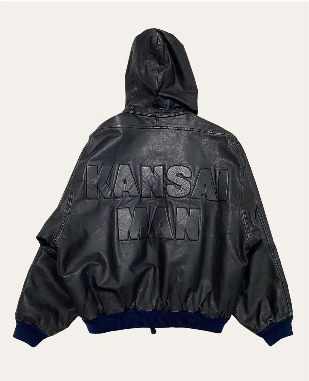 ブラックベルベットジャケット Kansai Yamamoto x Yutaka Nishimura Vintage spell out leather