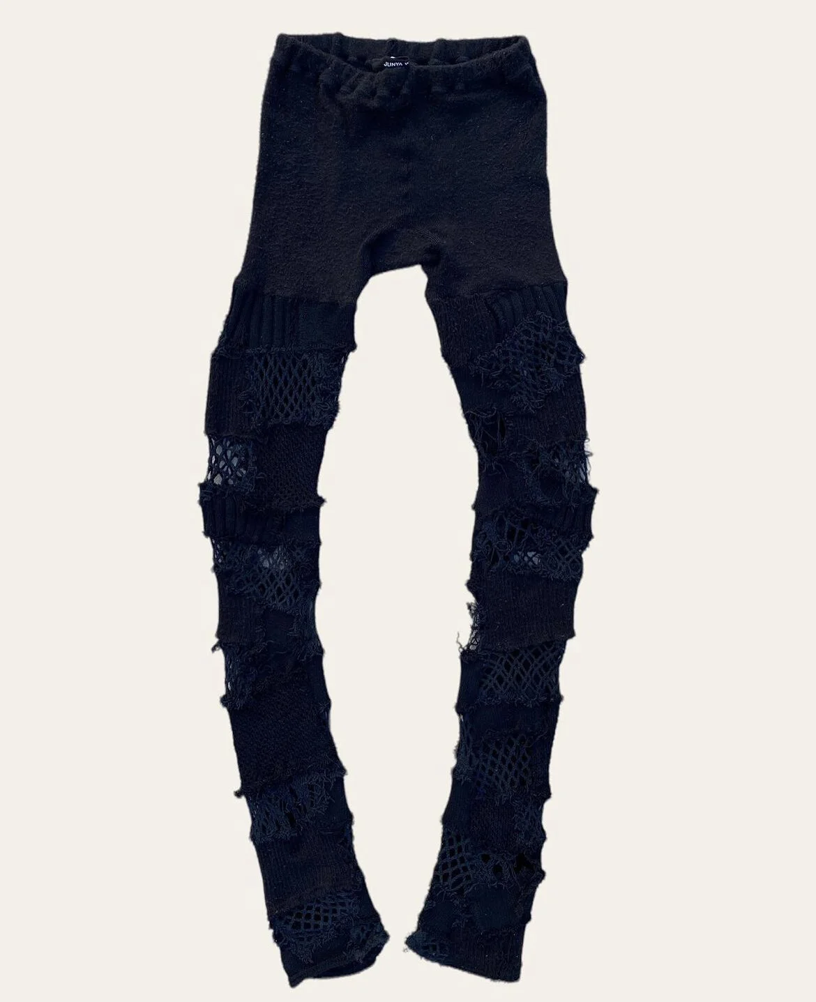 Junya Watanabe Comme des Garçons Black Fishnet Patch Work Leggings