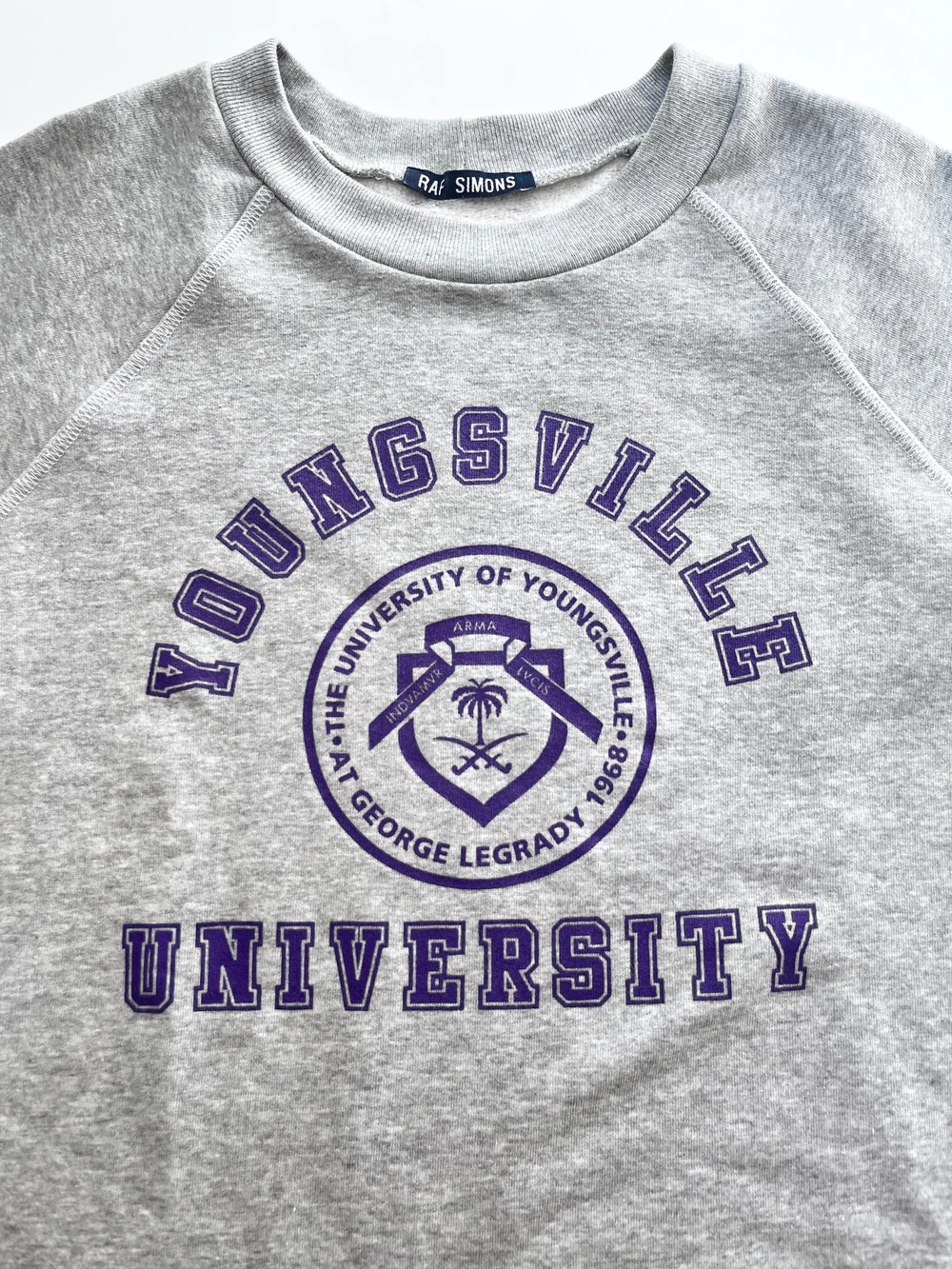 Raf Simons AW97' 'Youngsville' collegiate crewneck — Assorted Wears