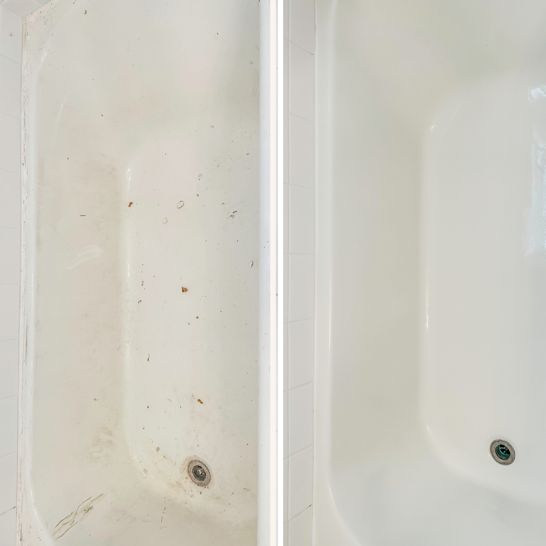 After resurfacing, the bathtub boasts a vibrant, even, and rich hue, restoring its original charm and adding a touch of luxury.