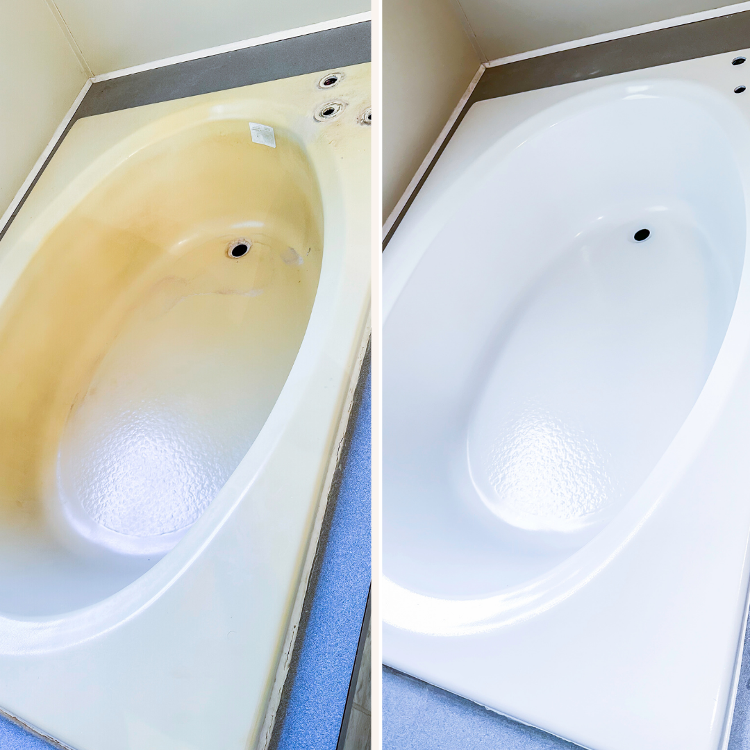 The post bathtub resurfacing image showcases a bathtub that's not just stain-free, but also radiates a cleanliness that makes it inviting for a relaxing soak.
