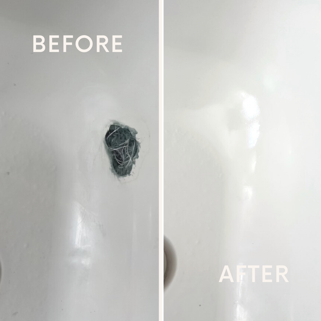 After the repair, the porcelain surface is impeccably smooth, with no traces of the earlier damage.