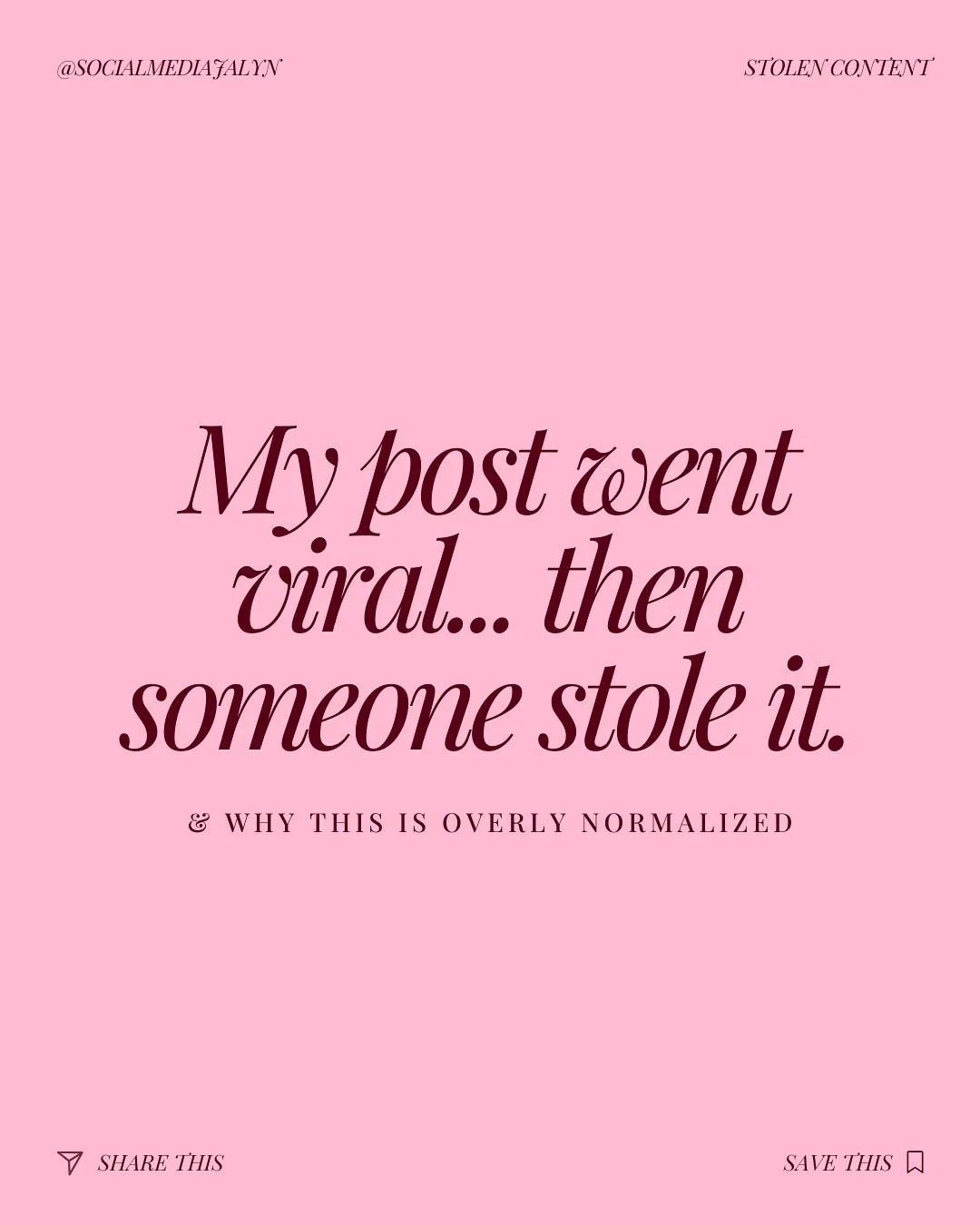 Dear you,
 If you are seeing this and you have copied my content before, be glad I never posted your screenshot to my stories. I noticed. I always notice.

And if you are someone who has had their work stolen too, I am sorry this is what social media