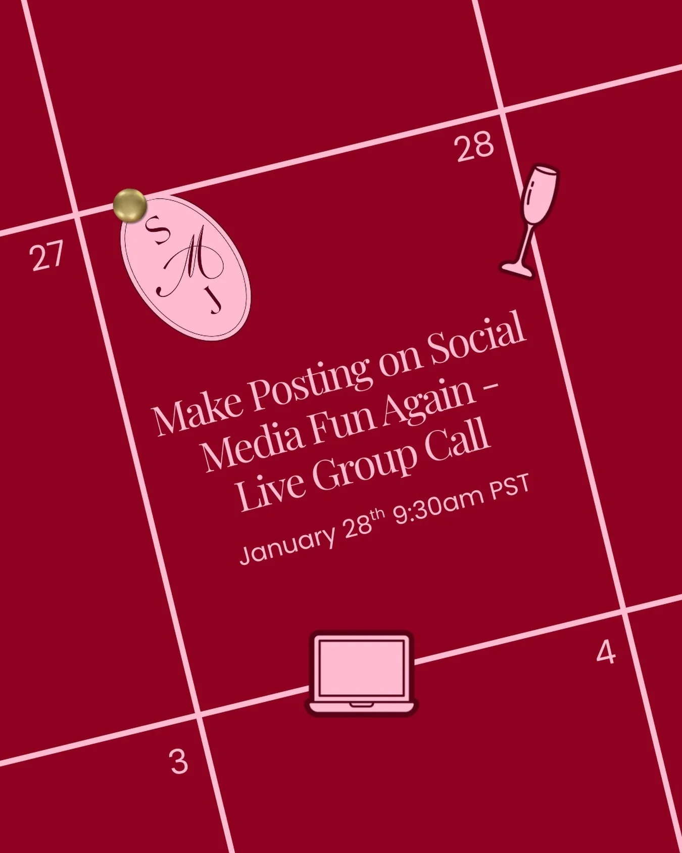 📣 January&rsquo;s Live Group Coaching Call is here!

🗓️ Wednesday, January 28 🕘 9:30am PST / 12:30pm EST / 5:30pm GMT 🎯 Theme: Make Posting on Social Media Fun Again

Posting on social media isn&rsquo;t supposed to feel this heavy&hellip; but som