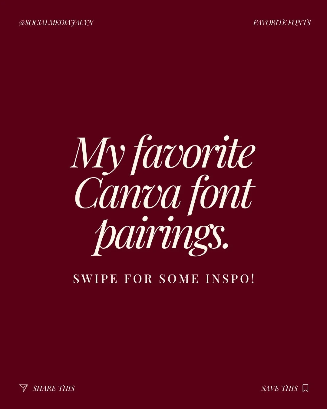 Some of my favorite Canva font pairings 🫶

I have been loving using these on my client&rsquo;s accounts for stories, carousels posts, and even reel covers.

Whether you want something bold or something soft, these font pairings add personality witho