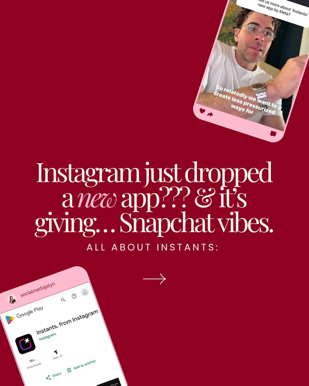 Instagram is currently testing a new standalone app called Instants.

It&rsquo;s built for quick, disappearing photo sharing. You open the camera, take a photo, send it, and once it&rsquo;s viewed, it disappears. No filters, no edits, no pressure to 