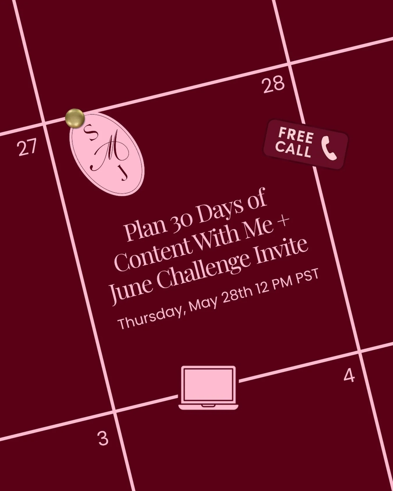 If your June content calendar is currently blank&hellip; come plan it with me 👀

I&rsquo;m hosting a free live Zoom call:

Plan 30 Days of Content With Me + June Challenge Invite

During this 1-hour call, I&rsquo;ll walk you through how I&rsquo;m pl