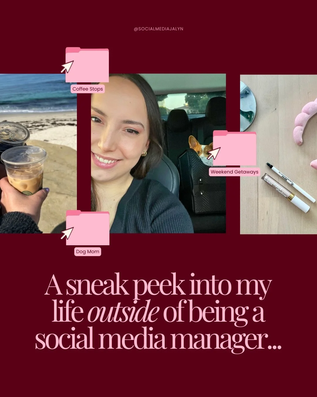 A little sneak peek into my life outside of being a social media manager 👩🏻&zwj;💻

Because yes, I love content strategy, carousels, client work, and all things Instagram&hellip; but I also love coffee dates, little weekend getaways, my corgi Panca