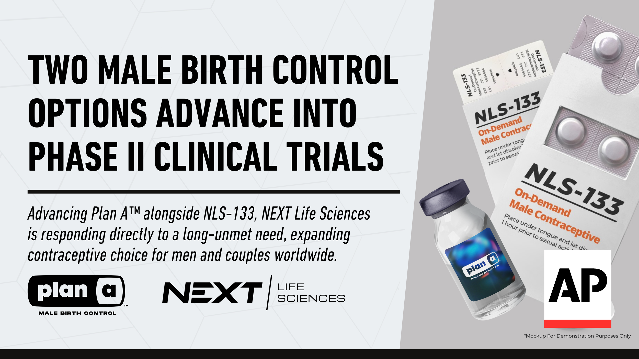 AP NEWS | Two Male Birth Control Options Advance Into Phase II Clinical Trials