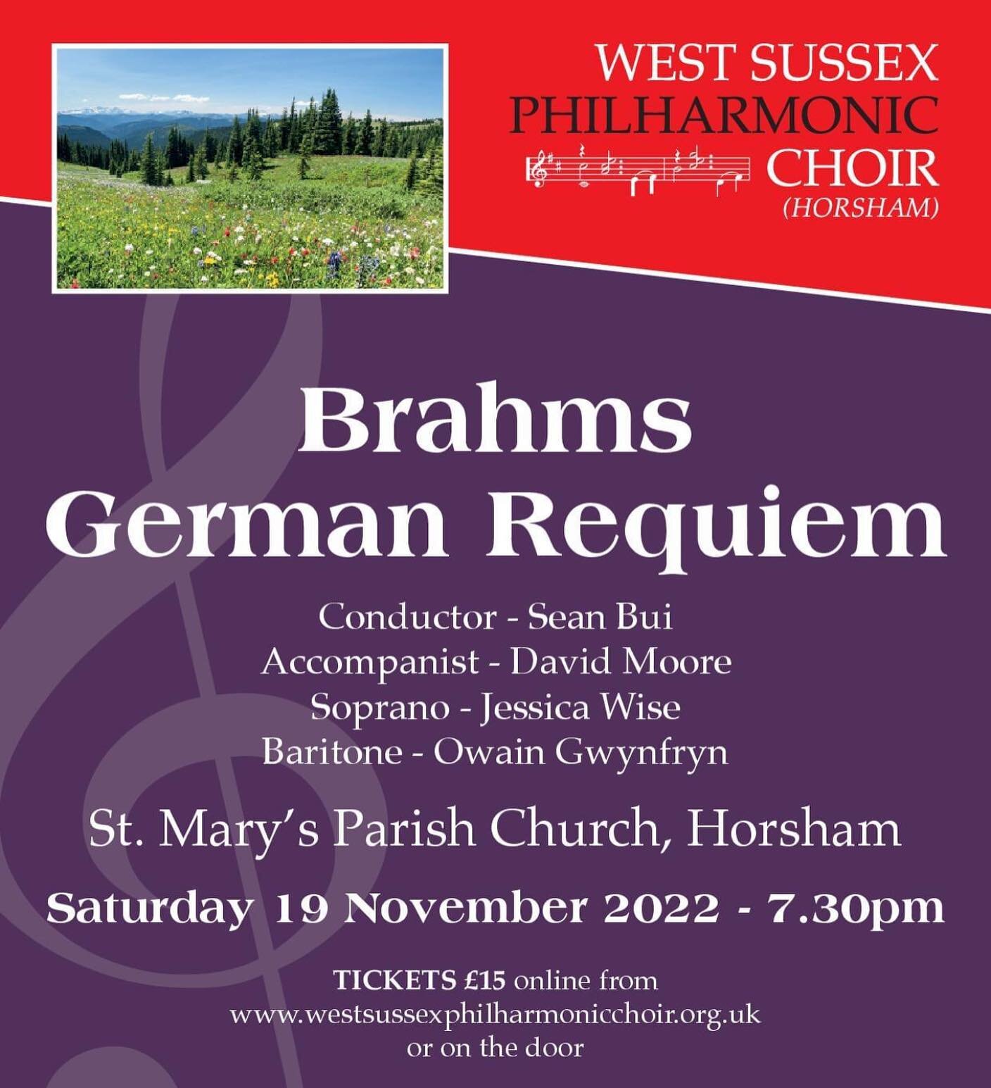 Very excited to be singing the beautiful Baritone Solo parts for this gorgeous piece of music with the wonderful West Sussex Philharmonic Choir in Horsham on November the 19th with my good friend and very talented soprano Jessica Wise

Tickets are on