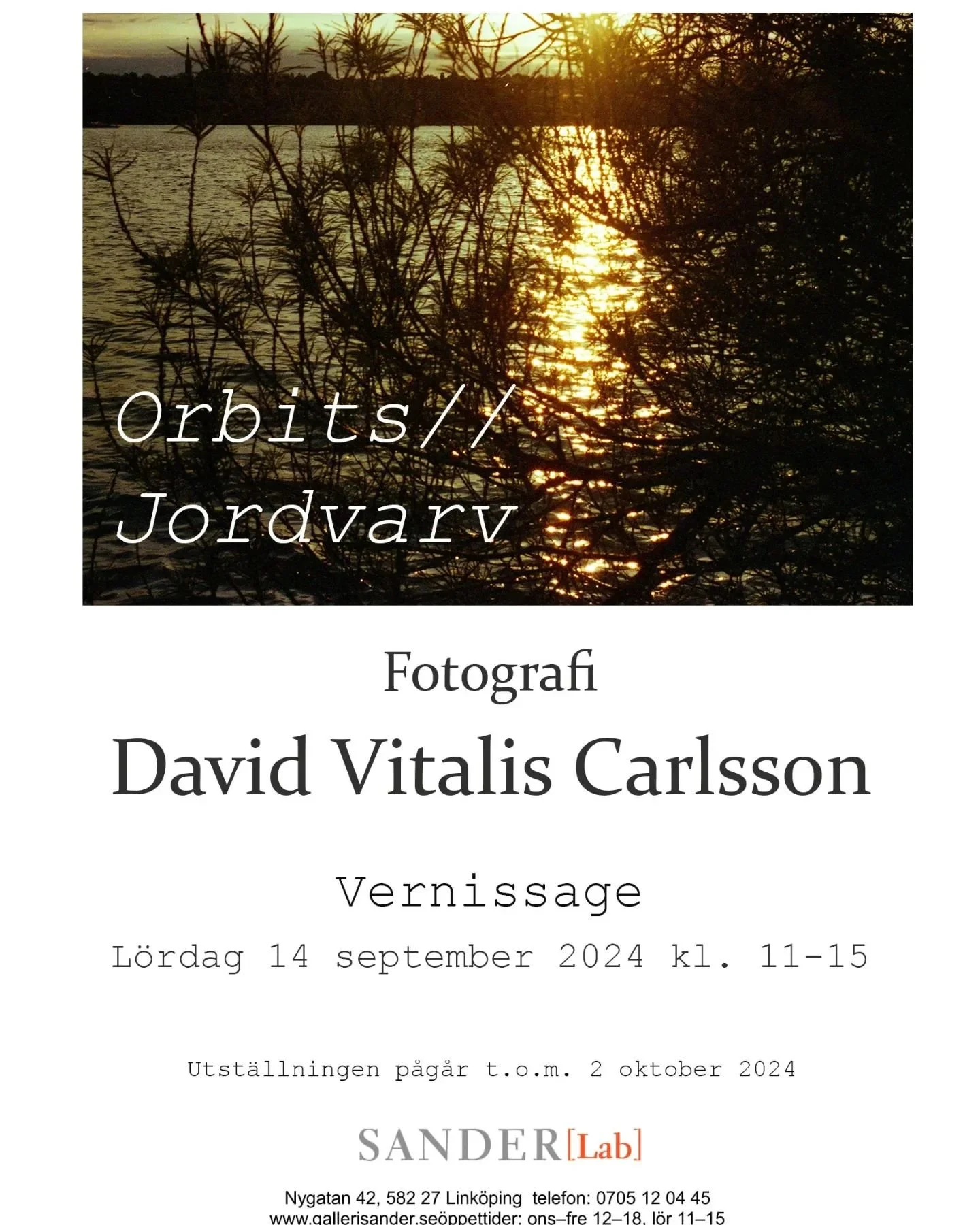 V&auml;lkomna p&aring; vernissage L&ouml;rdag 14 september p&aring; Galleri Sander. Vi ses!