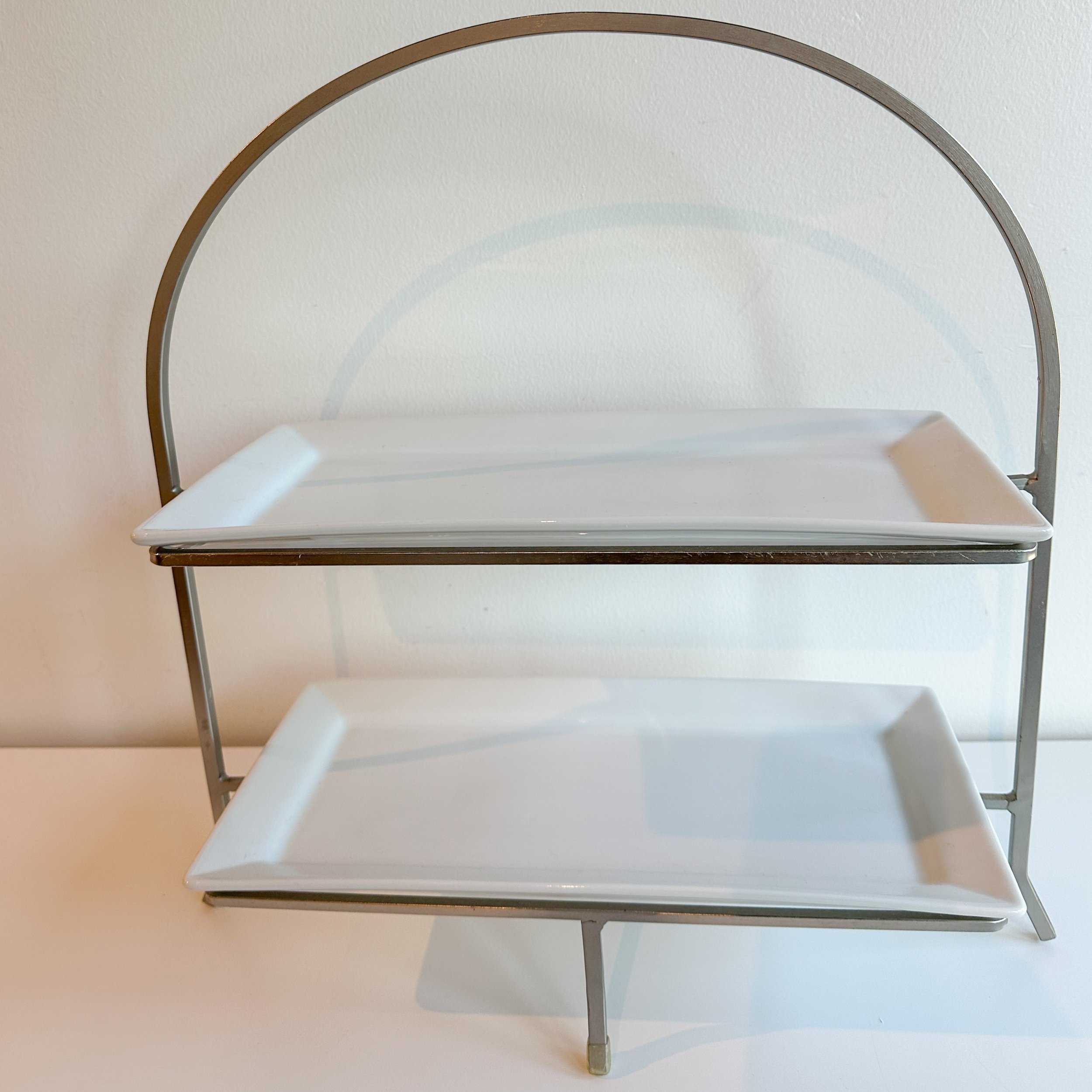 Two Tier Rectangle Stand-Ceramic Plates