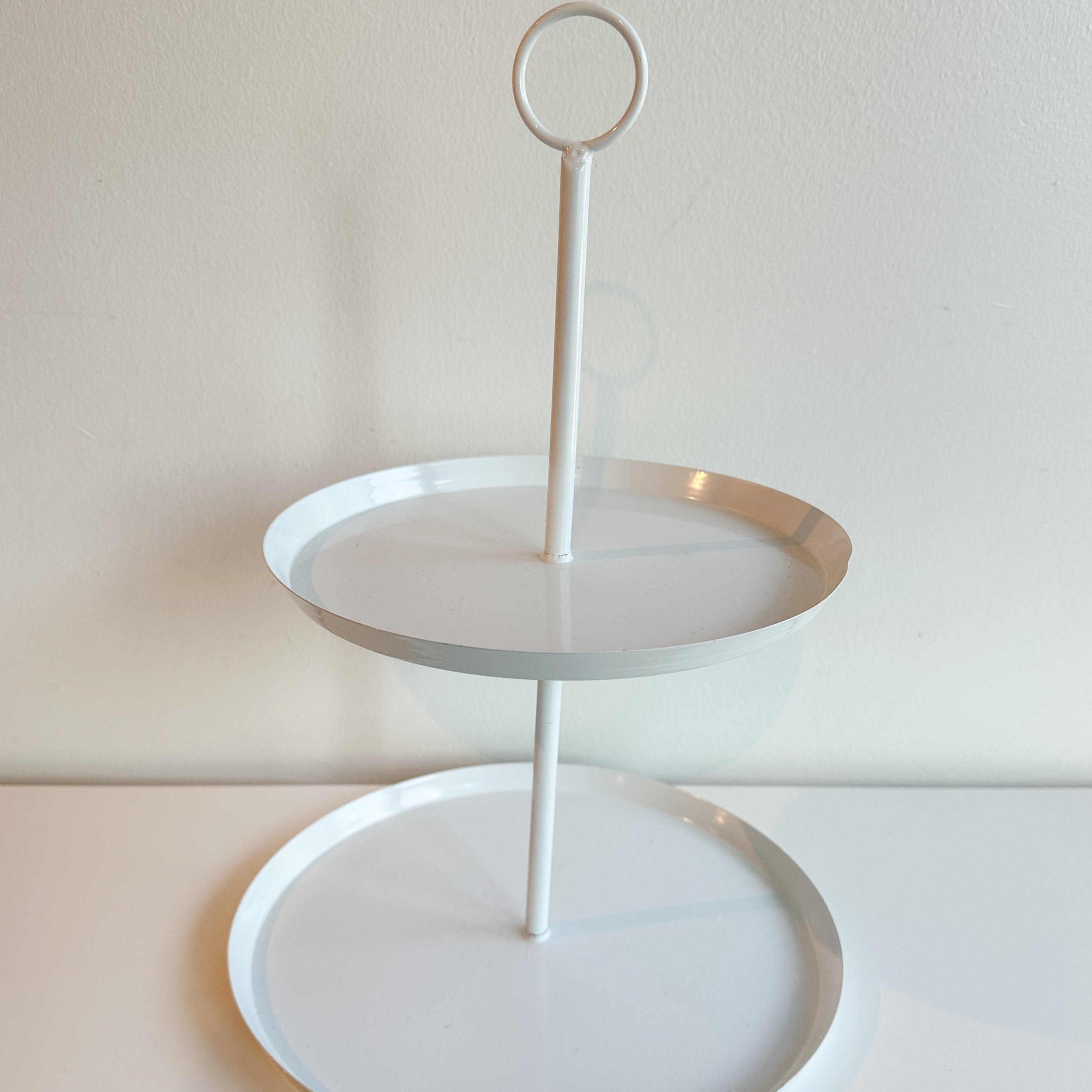 Two Tier Small White Metal Stand