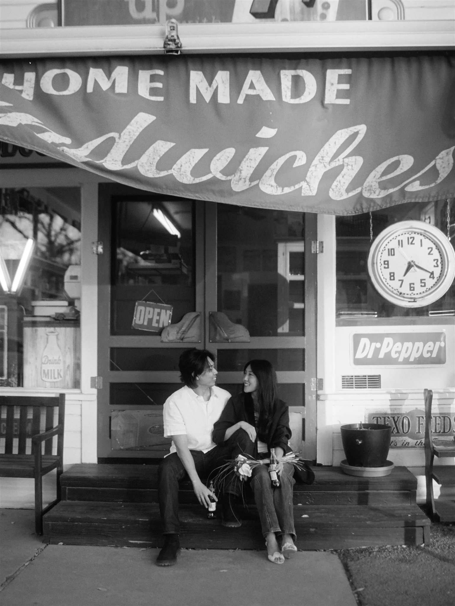 A breezy engagement session at the neighborhood market