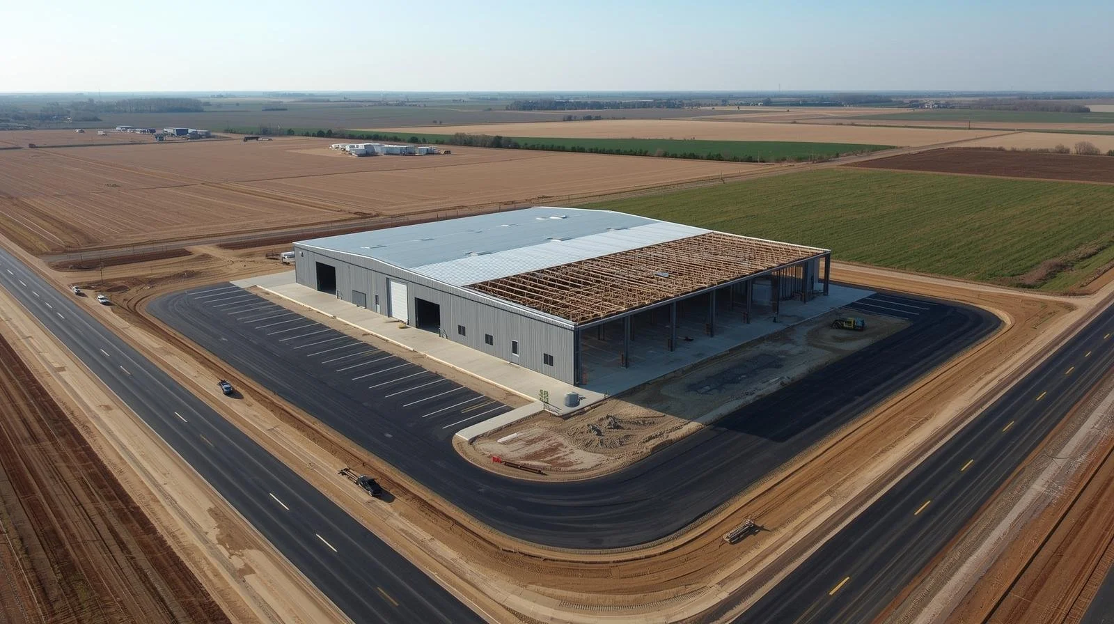 New industrial development under construction supporting manufacturing, logistics, and job growth