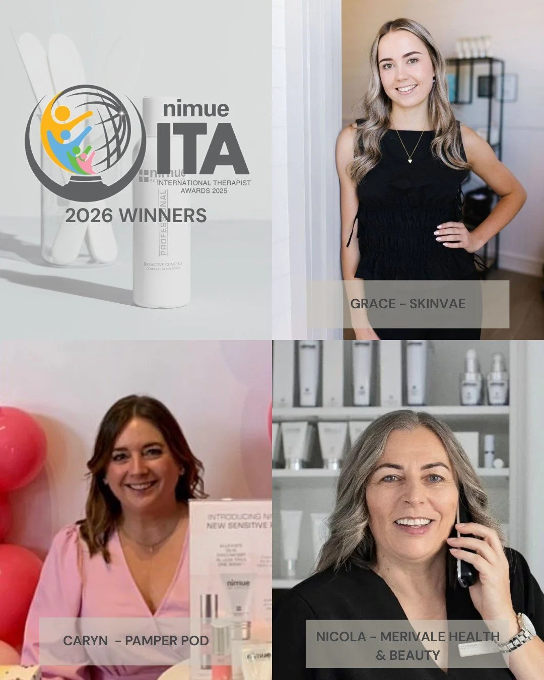 We are beyond proud to celebrate our incredible Nimue ITA Award winners! 

Congratulations to our winners, who have each earned an all-expenses-paid trip to South Africa this April.

Grace from @skinvae
Caryn from @pamperpodnz
Nicola from @merivalehe