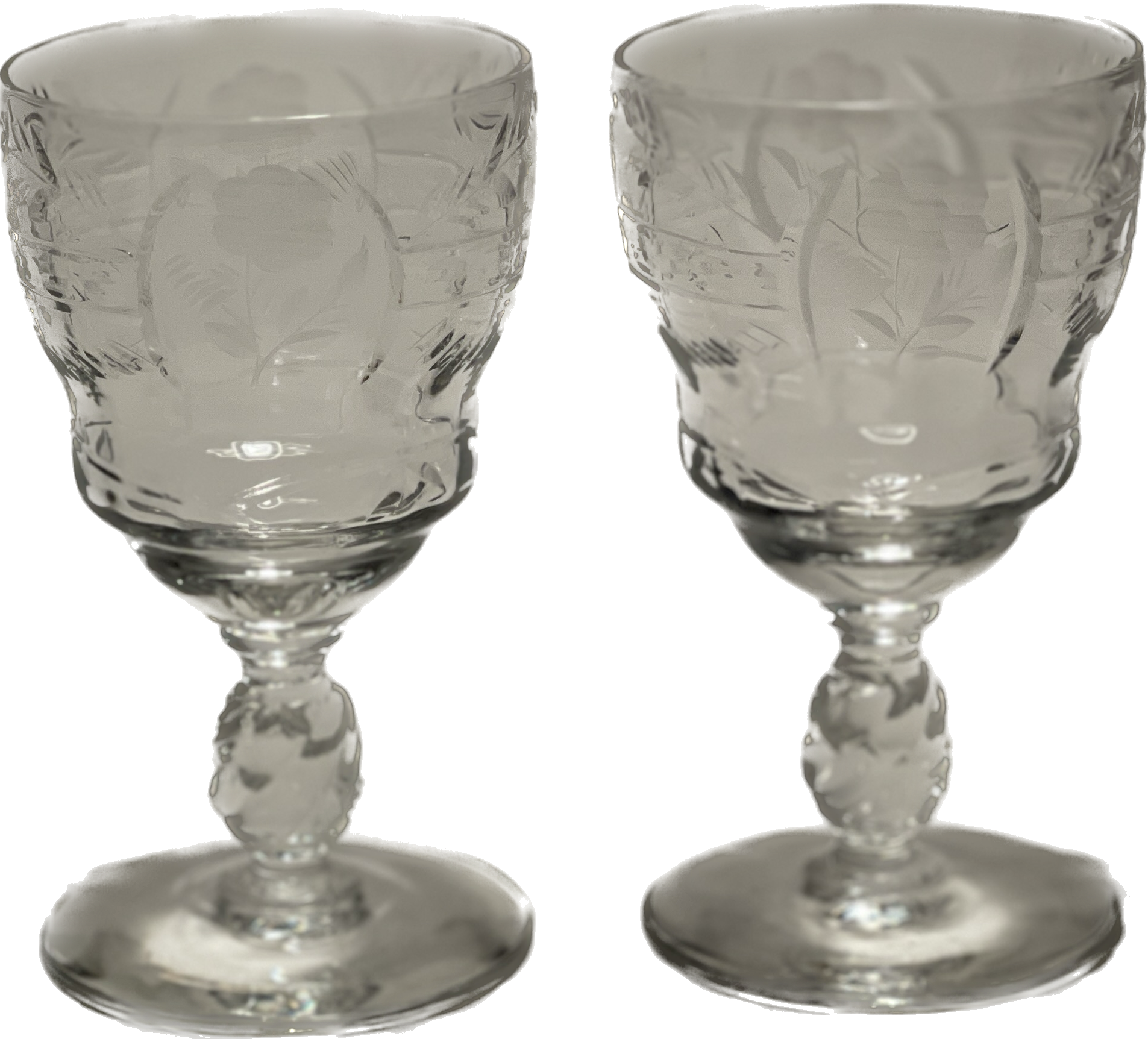 Etched Crystal Nick & Nora Set
