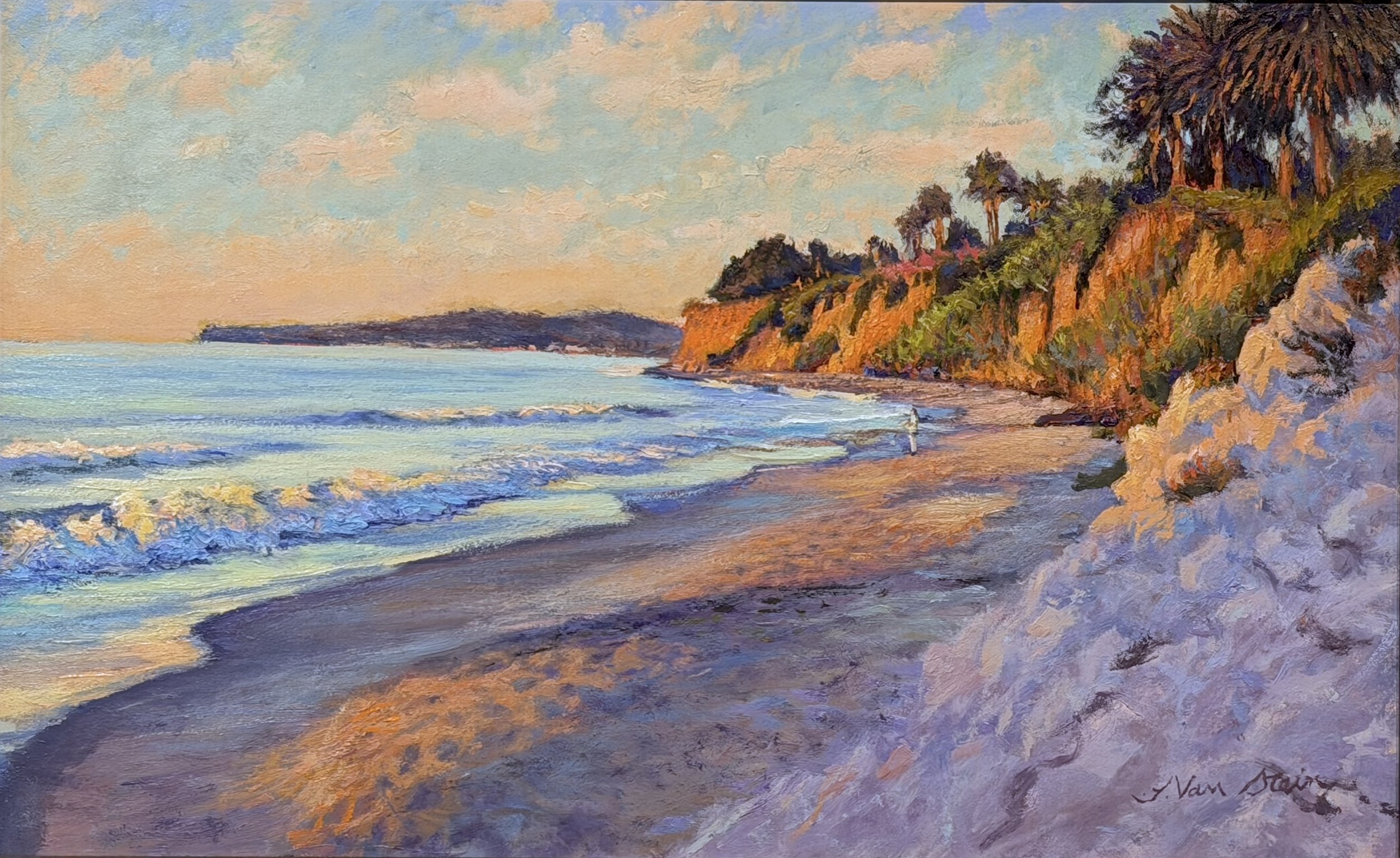 Morning Coffee, Butterfly Beach, 14 x 22 inches, oil, $3,900