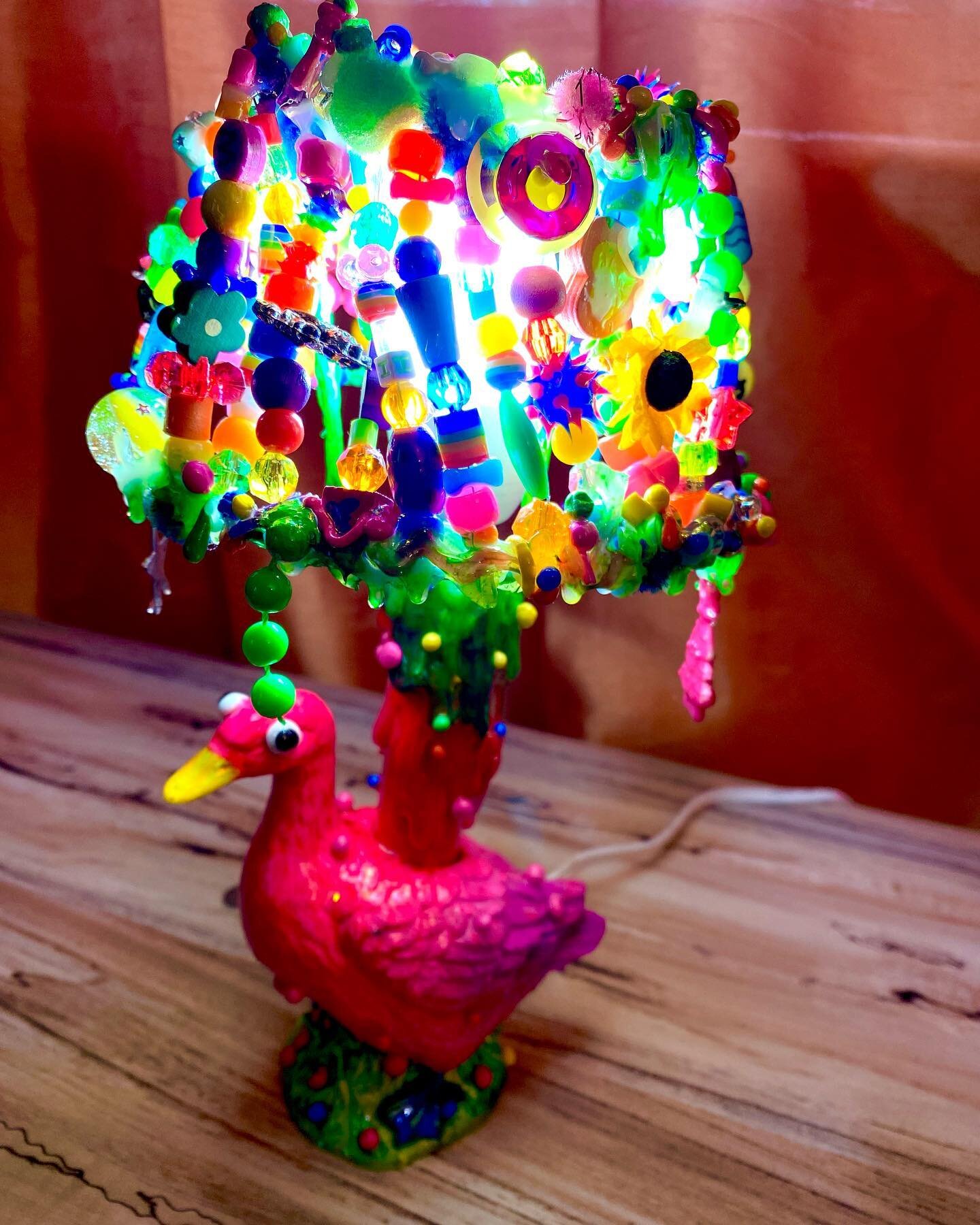 SILLY GOOSE LAMP! 🦆 (do not tell him that he is a duck. he will not listen) swipe for a video of his full glory. looking for a home today 💓 added a bunch of new pieces to the shop including Silly Boy over here. He comes with a fancy pants color cha