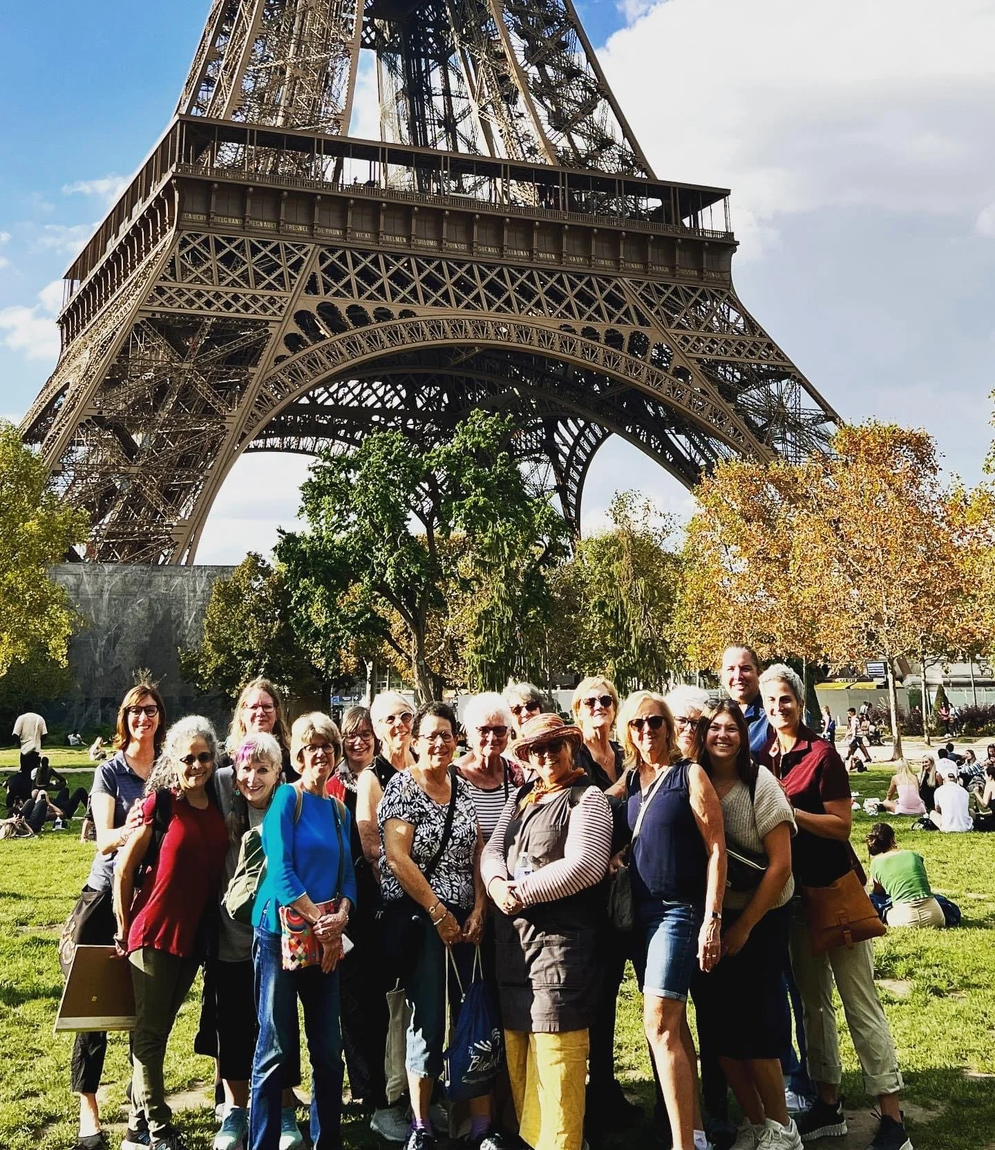 Retreat group shot at the Eiffel Tower, Paris.