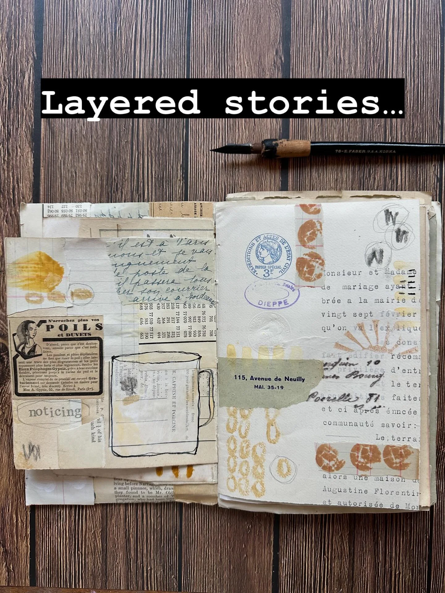 I&rsquo;ve been playing in my Layered Stories journal lately. Layering scraps and fragments, making marks and simple sketches, listening to the whispers. Life is good. 

What&rsquo;s up in your corner of the world? 😊