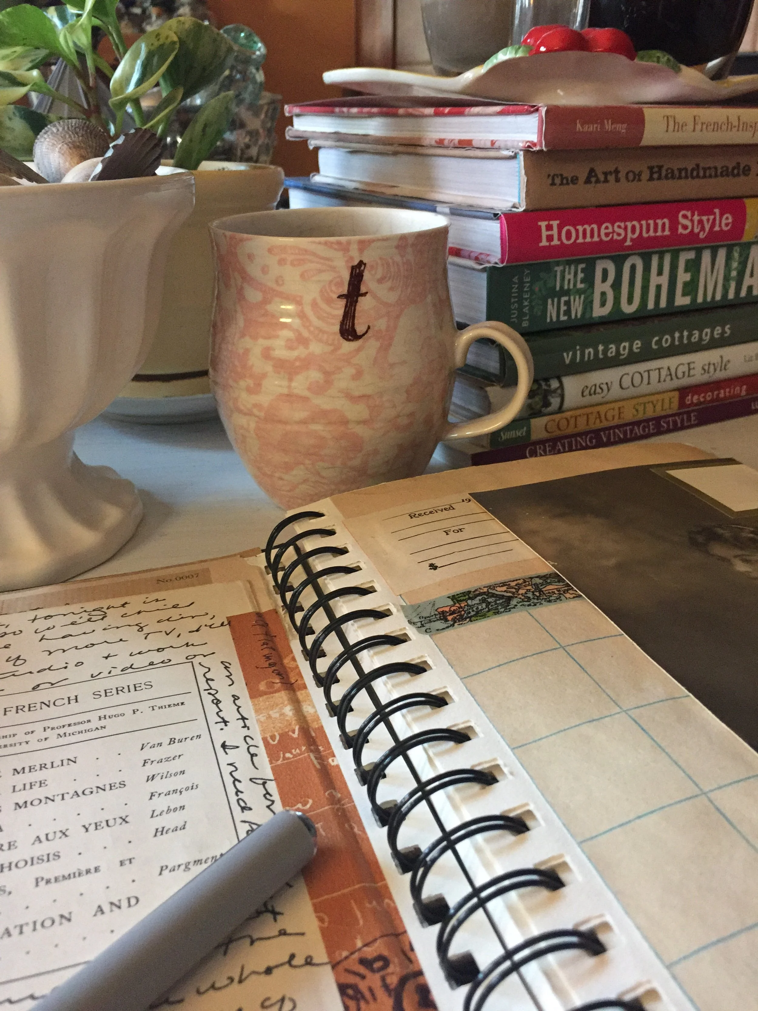 journal with coffee cup ready for morning reflection and writing
