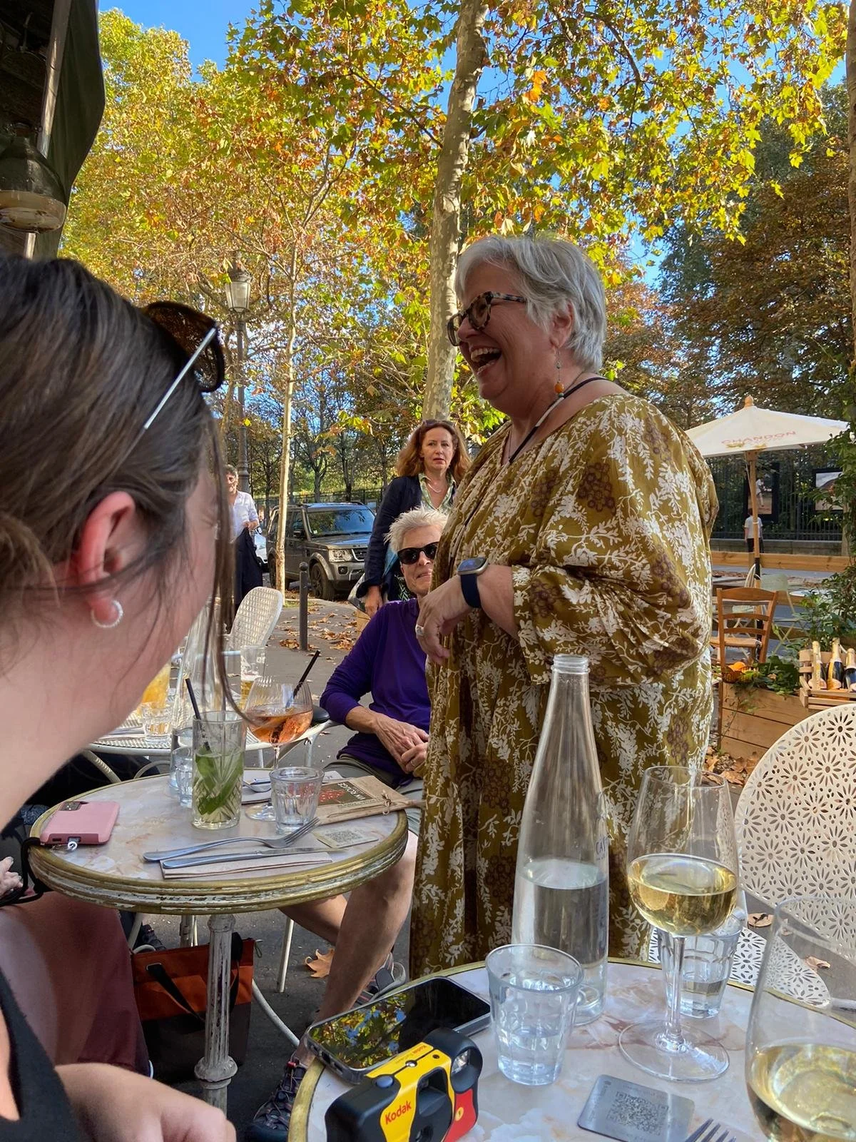 Author with her retreat group in Paris at farewell dinner.