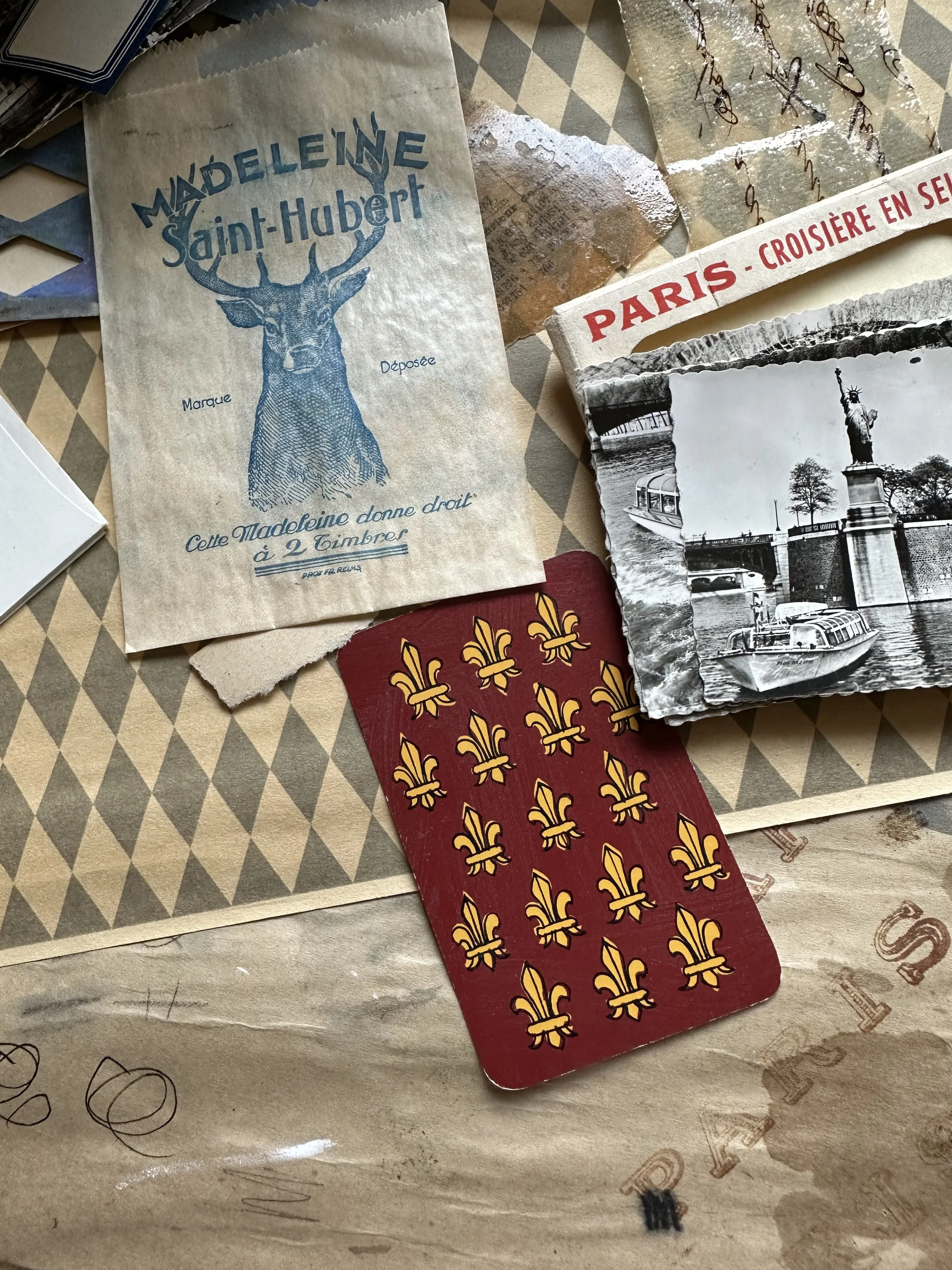 An assortment of vintage French ephemera from the flea market.