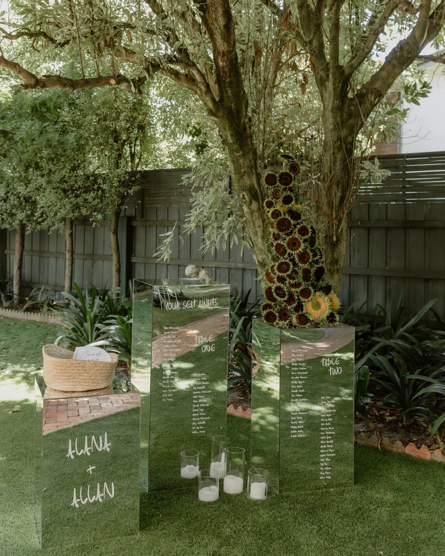 What a way to find your seat 🩶🌿

Planning and styling @ponistudio 
Photography @biancavirtueweddings 
Florals @evolve.floral 
Stationery @rebel.reflect 
Lighting &amp; chairs @marqueemonkeys 
Hire @friday.hire @social.eventhire 
Catering @cookes_fo