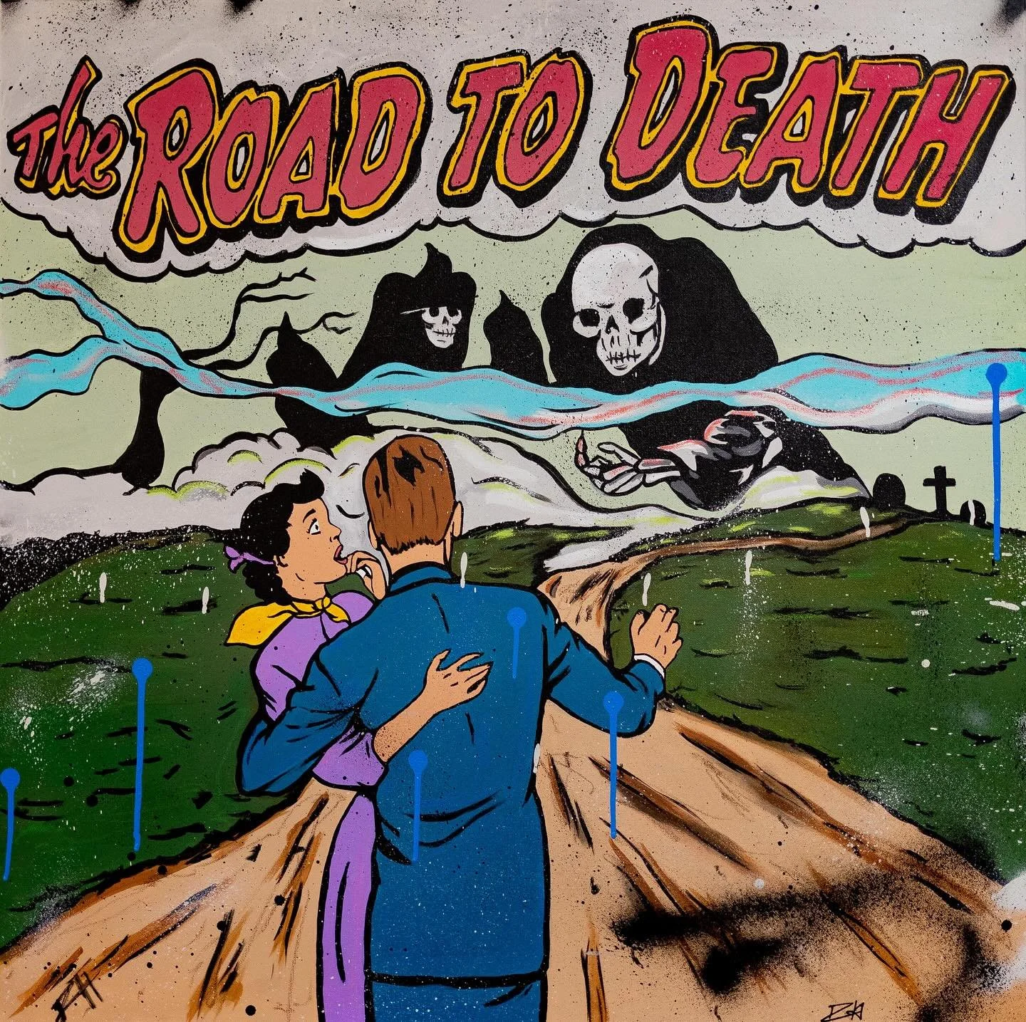 &ldquo;Road to Death&rdquo; 36x36 Acrylic, Ink, pastel on Canvas. By Renea Hisey 

Starting Today, May 2nd- Will be at the @fordgallery.pdx show. May the Force Be with You 
opens 6PM at FGPDX inside the Ford Building.

6 PM - 9 PM @ SE 11th Ave. and 