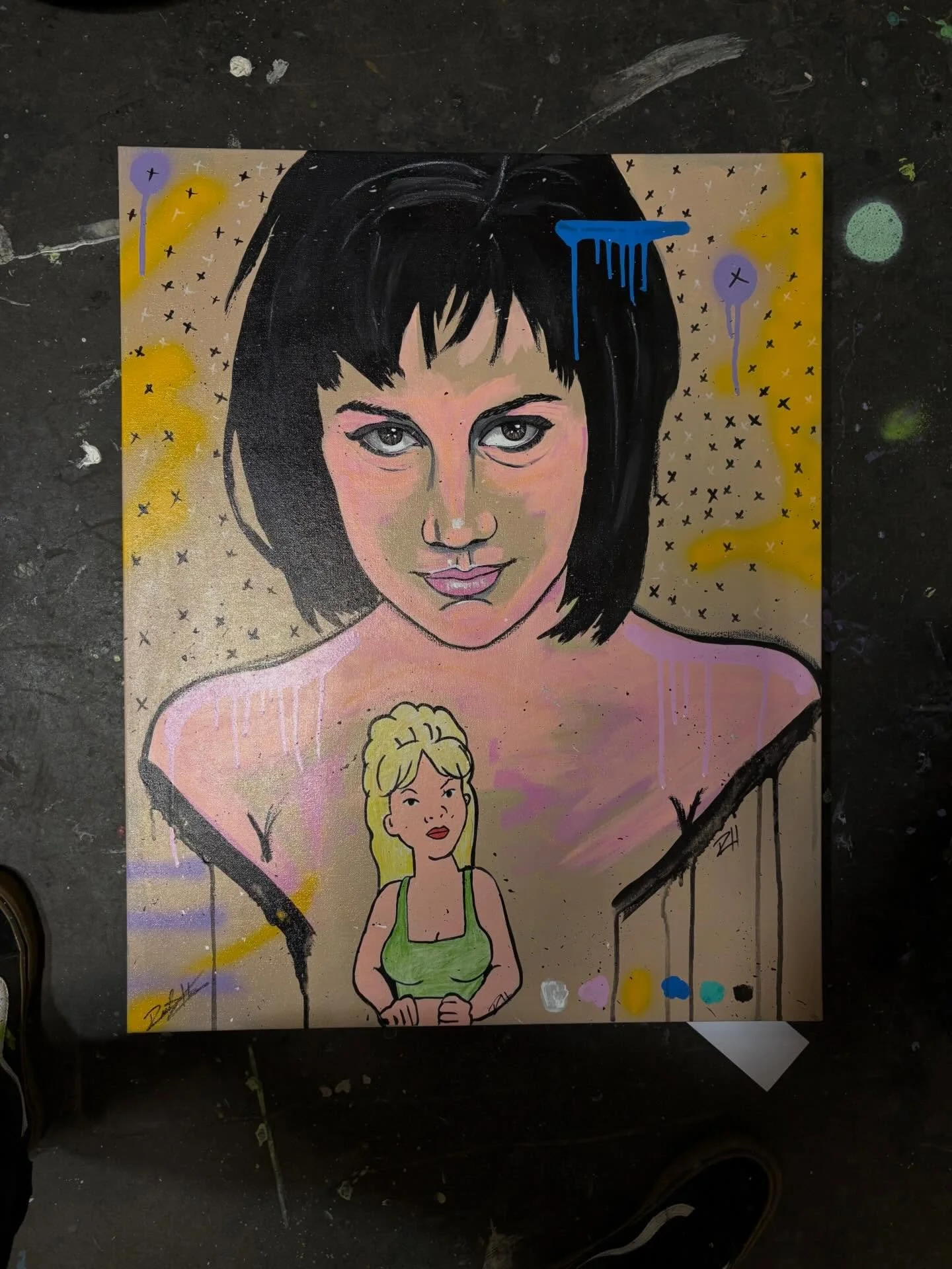 Just finished this piece, it&rsquo;s now available on my wall in my studio at @memorydenpdx 
&ldquo;Brittany &amp; Luanne&rdquo; 24x30
#brittanymurphy #luanneplatter #reneahisey