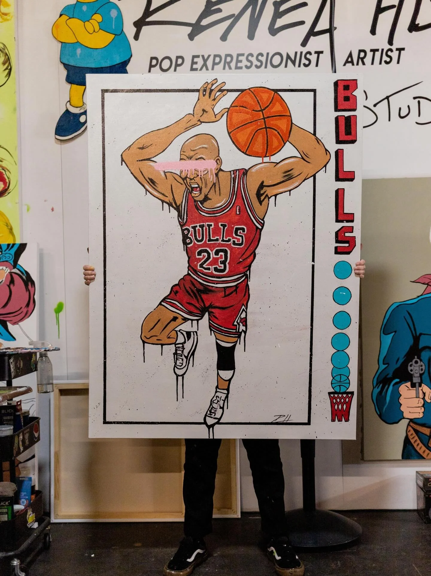 36x48 &ldquo;Jordan card&rdquo; acrylic, ink on canvas with epoxy finish