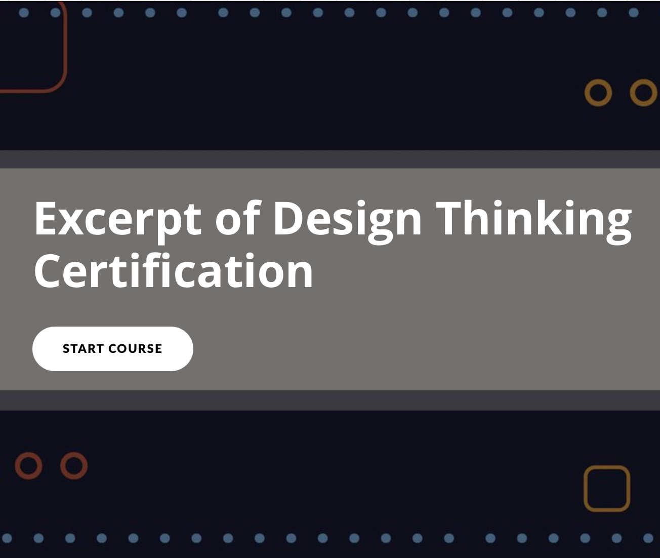 Title screen for the Design Thinking Certification