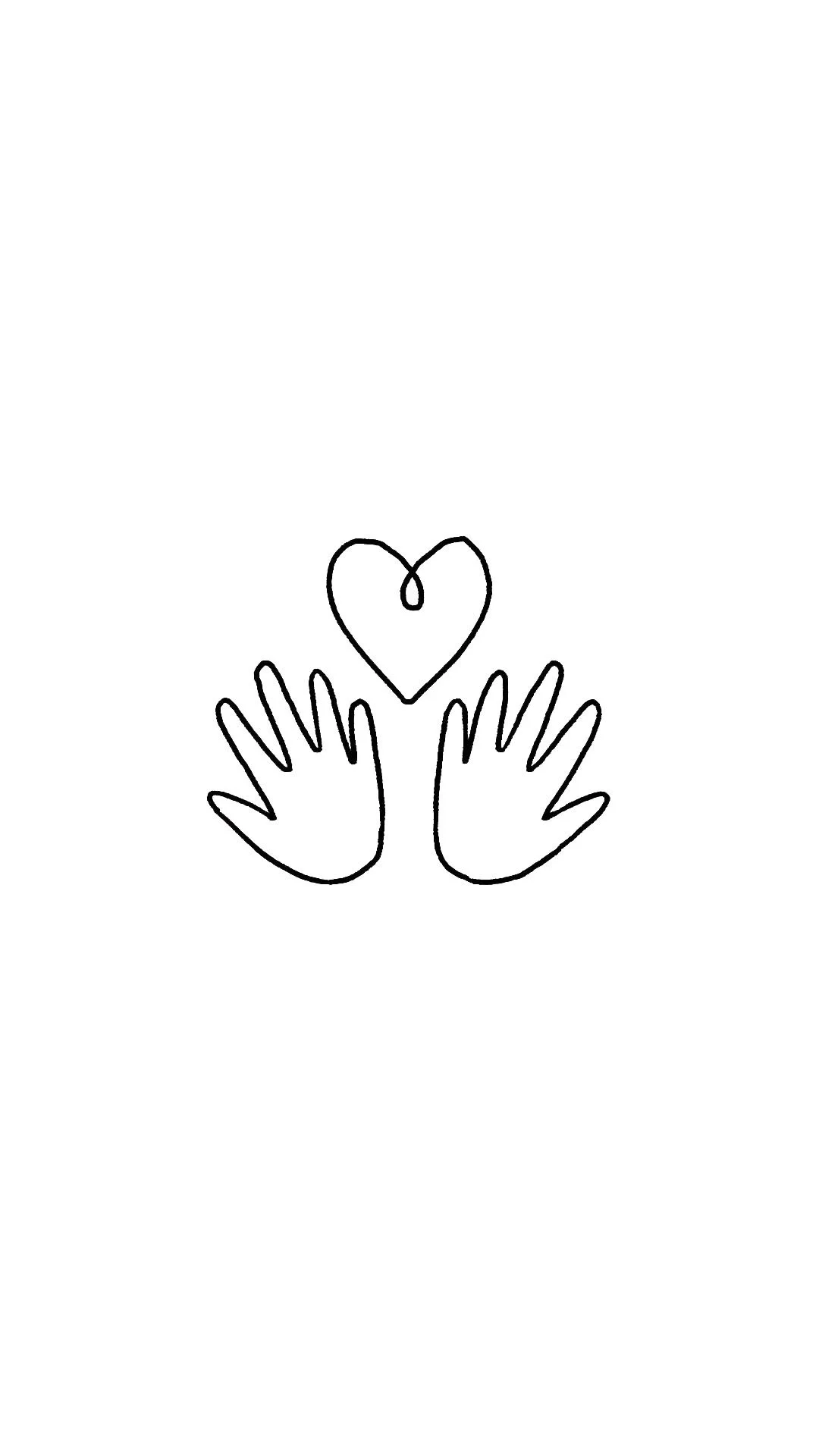 Two hands with heart between them