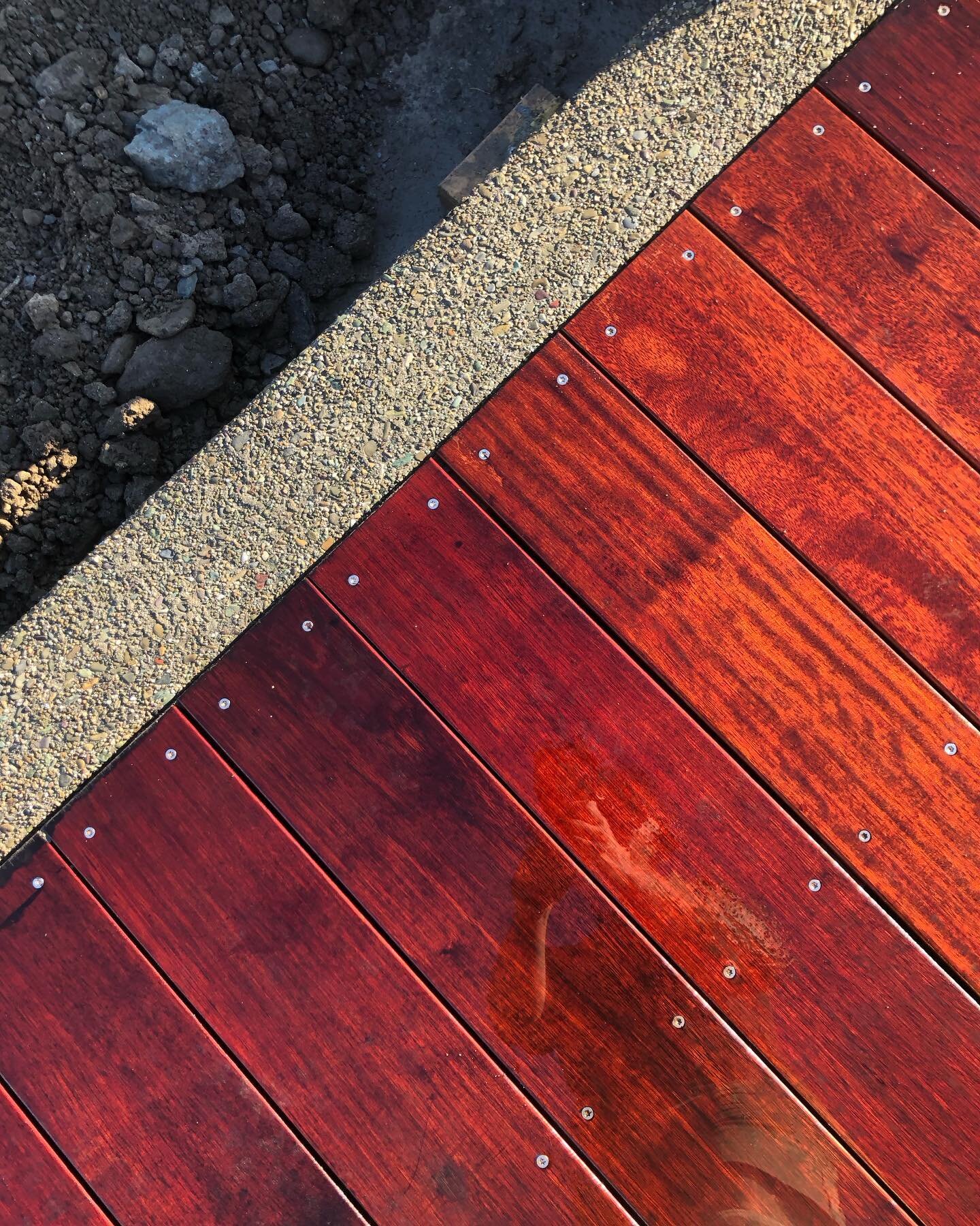 Some cool details starting to show their face on one of our current away from home projects. Can&rsquo;t wait to see how this one turns out in the coming weeks!  #deck #concrete #boardwalk #landscaping #expossedaggregates
