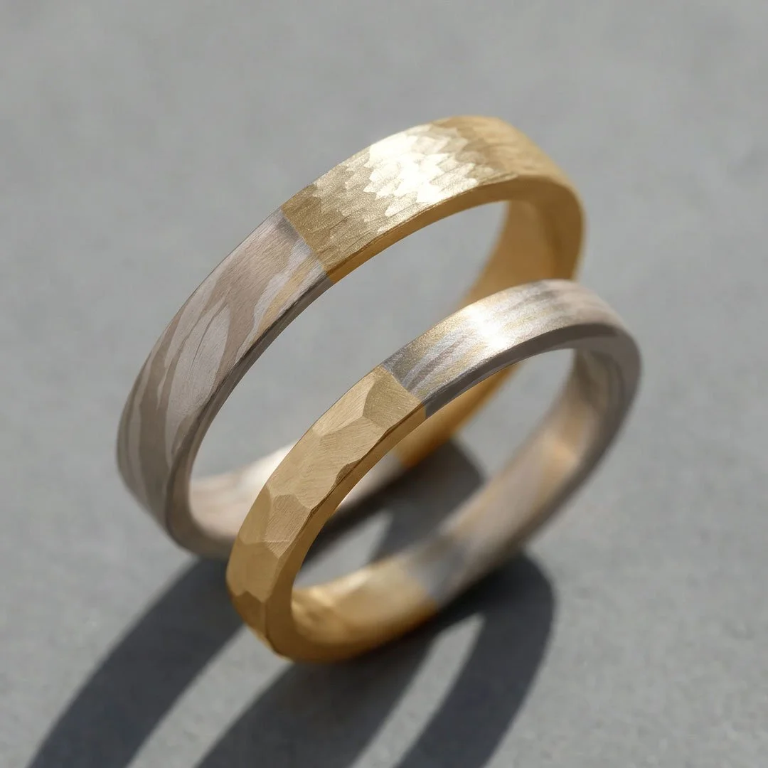 Perfectly Imperfect 18K Gold Wedding Rings Golden Classic