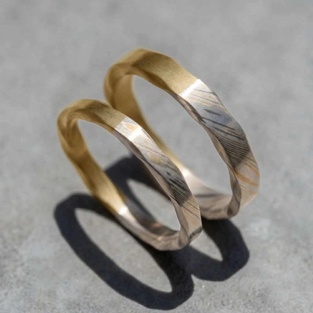 Perfectly Imperfect 18K Gold Wedding Rings Golden Vera