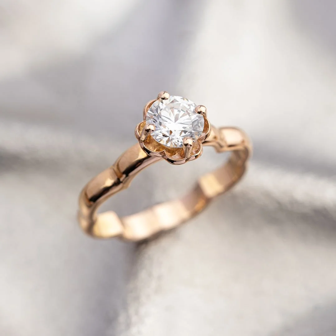 Close-up of 18K Diamond Engagement Ring