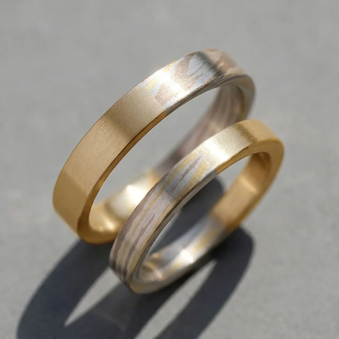Perfectly Imperfect 18K Gold Wedding Rings Minimal Gold